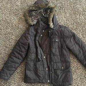 Dollhouse Brown Hooded Jacket with Leopard Lining